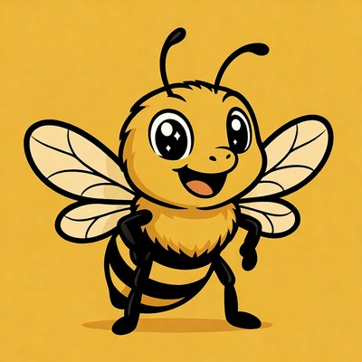 Cute cartoon bee smiling