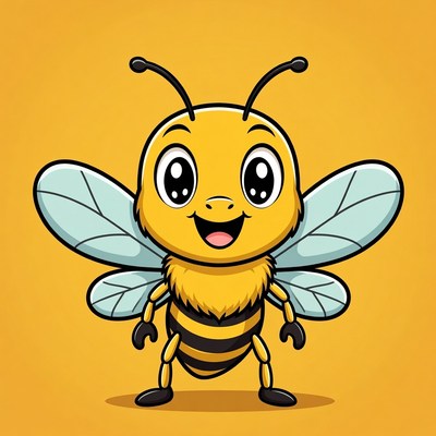Cute cartoon bee smiling