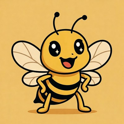 Cute cartoon bee smiling