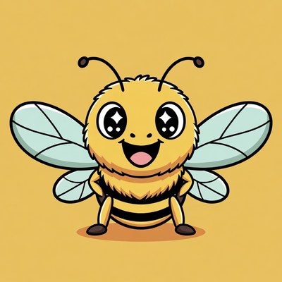 Cute cartoon bee smiling