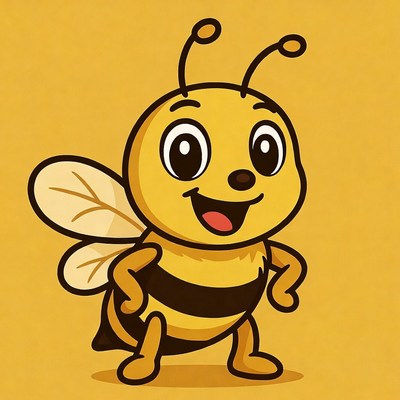 Cute cartoon bee smiling