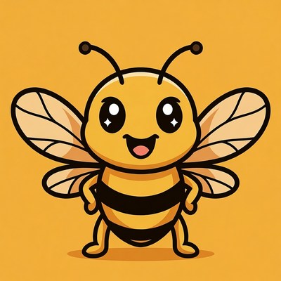 Cute cartoon bee smiling