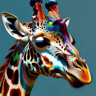 Colorful Giraffe Portrait