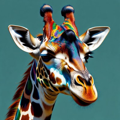 Colorful Giraffe Portrait
