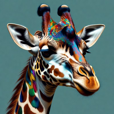 Colorful Giraffe Head Portrait