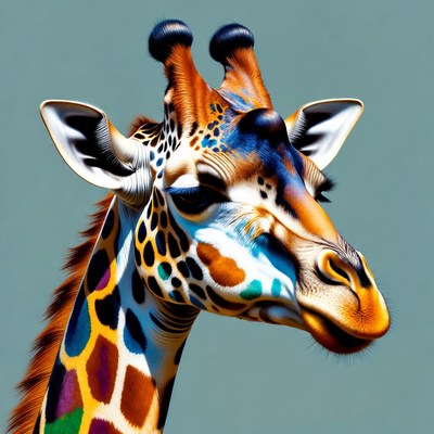 Colorful giraffe head portrait