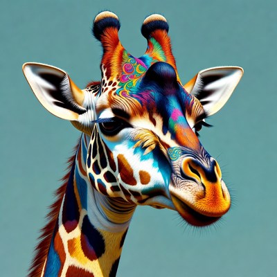 Colorful Psychedelic Giraffe Portrait