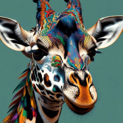 Colorful Psychedelic Giraffe Portrait