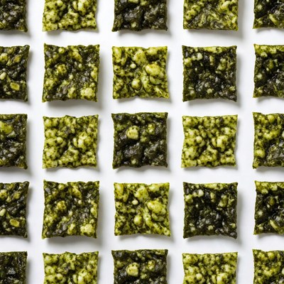 Square Green Seaweed Crisps Grid
