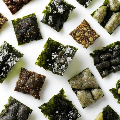 Assorted Seaweed Snacks on White Background