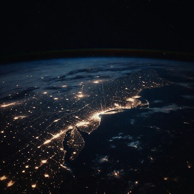 Earth's Eastern Seaboard at Night from Space