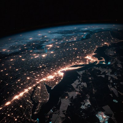 Earth's Eastern Seaboard at Night