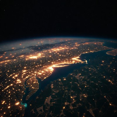 Earth's East Coast at Night from Space