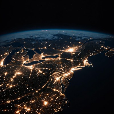 Earth's Eastern North America at Night