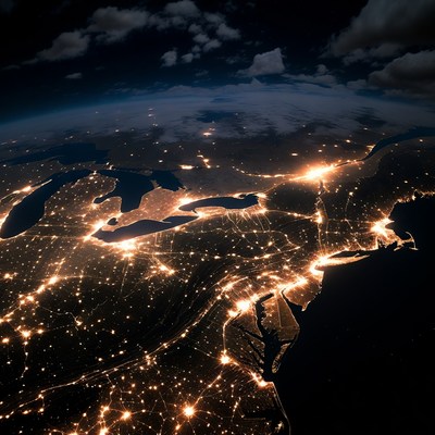 Night View of Eastern North America