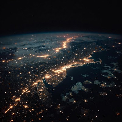 Earth from space at night