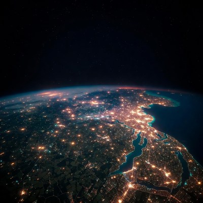 Earth from space at night