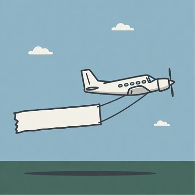 Airplane pulling blank banner