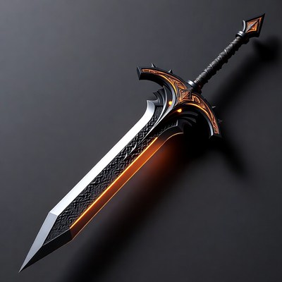 Dark Fantasy Sword with Glowing Blade
