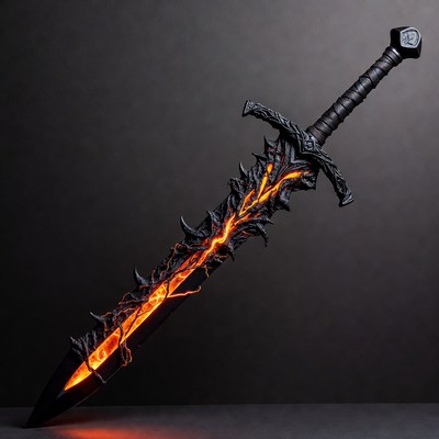 Fiery Lava Greatsword on Dark Background