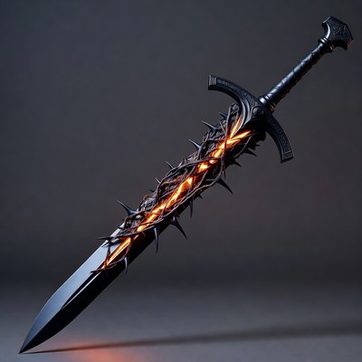 Glowing Thorned Fantasy Sword