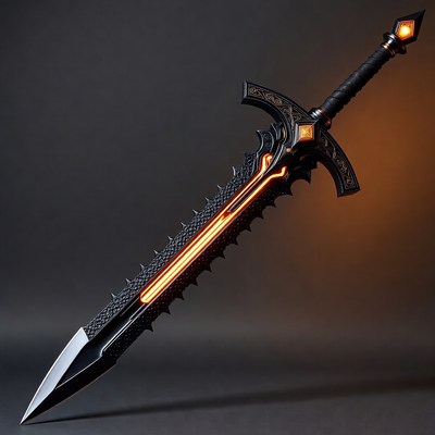 Black glowing neon sword