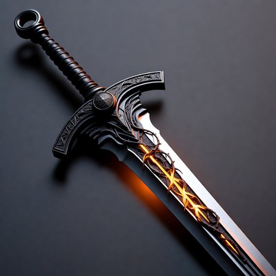 Dark Fantasy Sword with Glowing Runes
