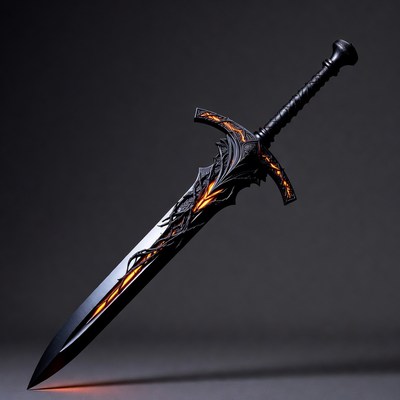 Dark Fantasy Sword with Glowing Lava
