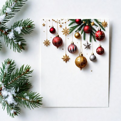 Christmas Ornaments and Pine Branches