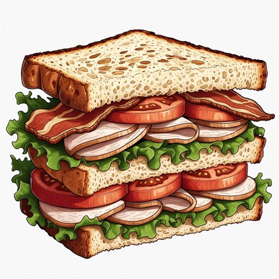 Triple Decker BLT Sandwich Illustration