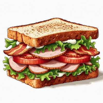 BLT Sandwich with Ham Illustration