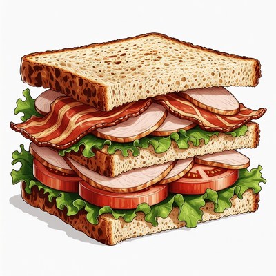 Stacked Turkey Bacon Tomato Sandwich