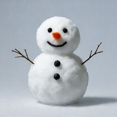 Smiling snowman with carrot nose