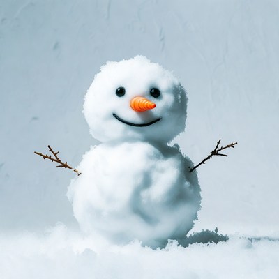 Smiling Snowman on Snowy Ground