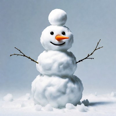 Smiling Snowman with Carrot Nose