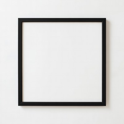 Empty Black Picture Frame on White Wall