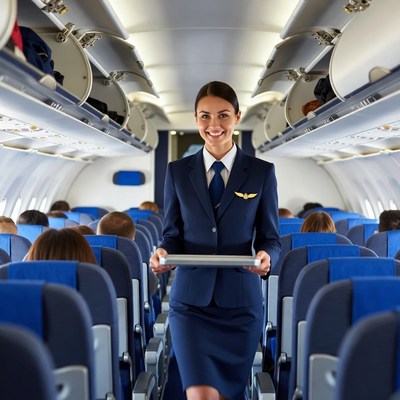 Flight Attendant Serving Tray Airplane