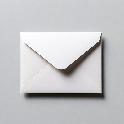 White envelope on gray background