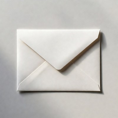 White envelope on gray background