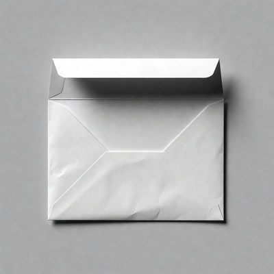 Open white envelope on gray background