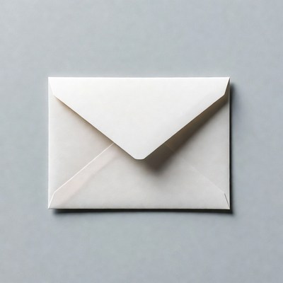White envelope on gray background
