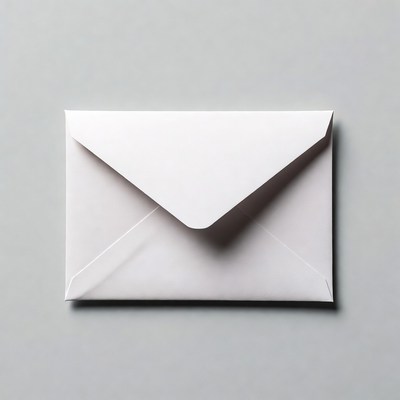 White envelope on gray background
