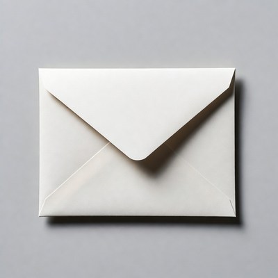 White envelope on gray background