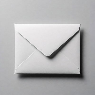 White envelope on gray background