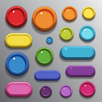 Colorful Cartoon Buttons Set