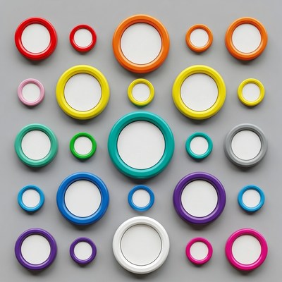 Colorful Rings on Gray Background