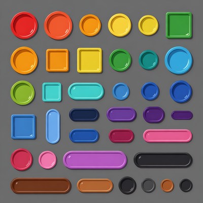 Colorful Circles Squares Ovals Buttons