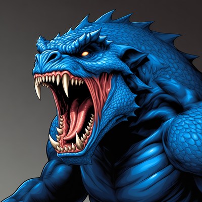 Roaring Blue Dragon Illustration