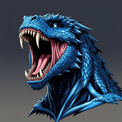 Roaring Blue Dragon Head