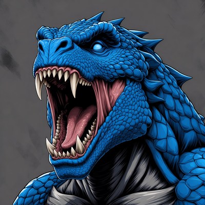 Roaring Blue Godzilla Illustration